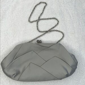 LULU TOWNSEND Grey Evening Satin Clutch